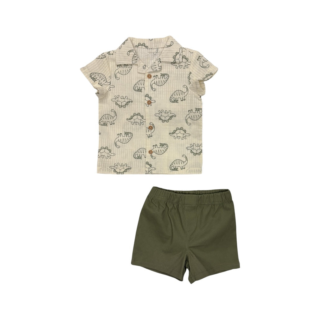 2-Piece Dino Print Shirt & Short Set for Baby Boy