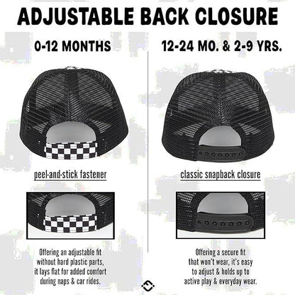 Flat Brim Trucker Hat - Checker/Faux Leather Brim