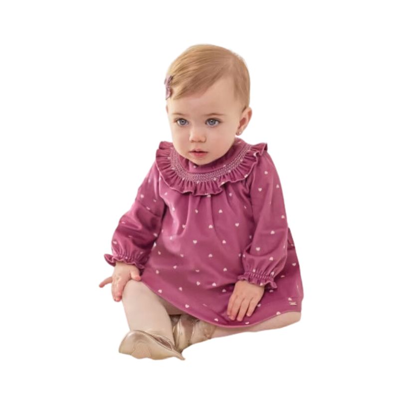 Heart Print Velvet Dress for Baby