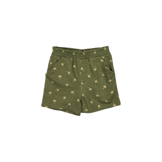 Olive Palm Tree Print Terry Shorts for Toddler Boy