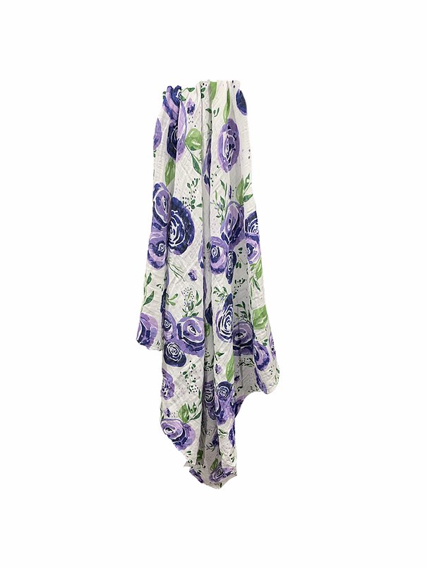 Newborn, Stroller, or Breastfeeding Swaddle Blanket in Boysenberry Print