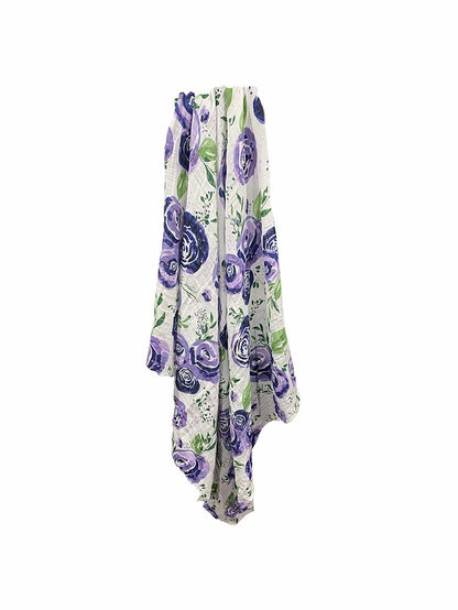 Newborn, Stroller, or Breastfeeding Swaddle Blanket in Boysenberry Print