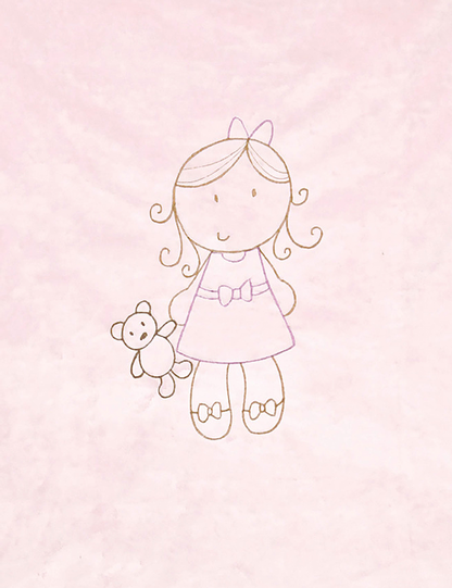 Doll Embroidered Blanket for Stroller