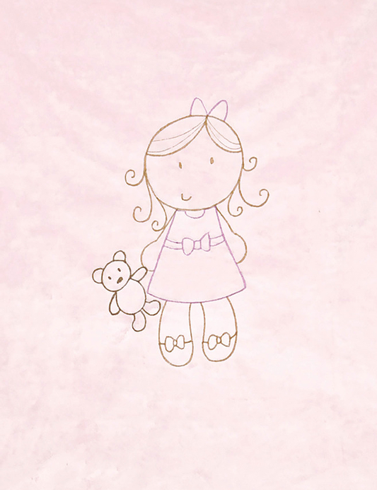 Doll Embroidered Blanket for Stroller