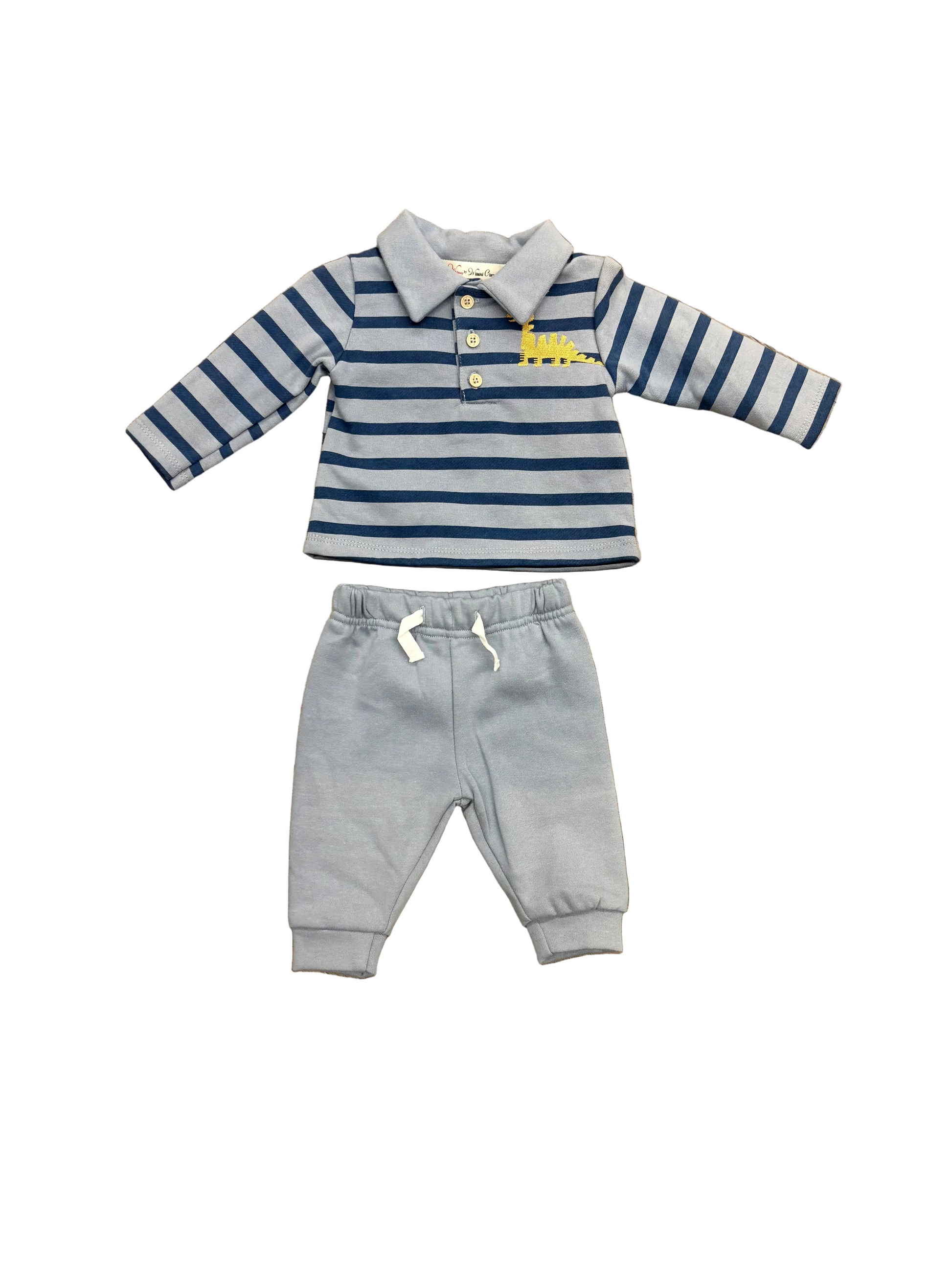 Dino Patch Shirt with Warm Pants for Baby Boy