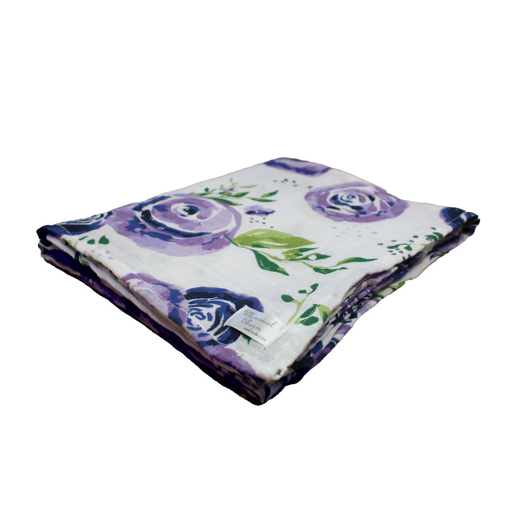 Newborn, Stroller, or Breastfeeding Swaddle Blanket in Boysenberry Print