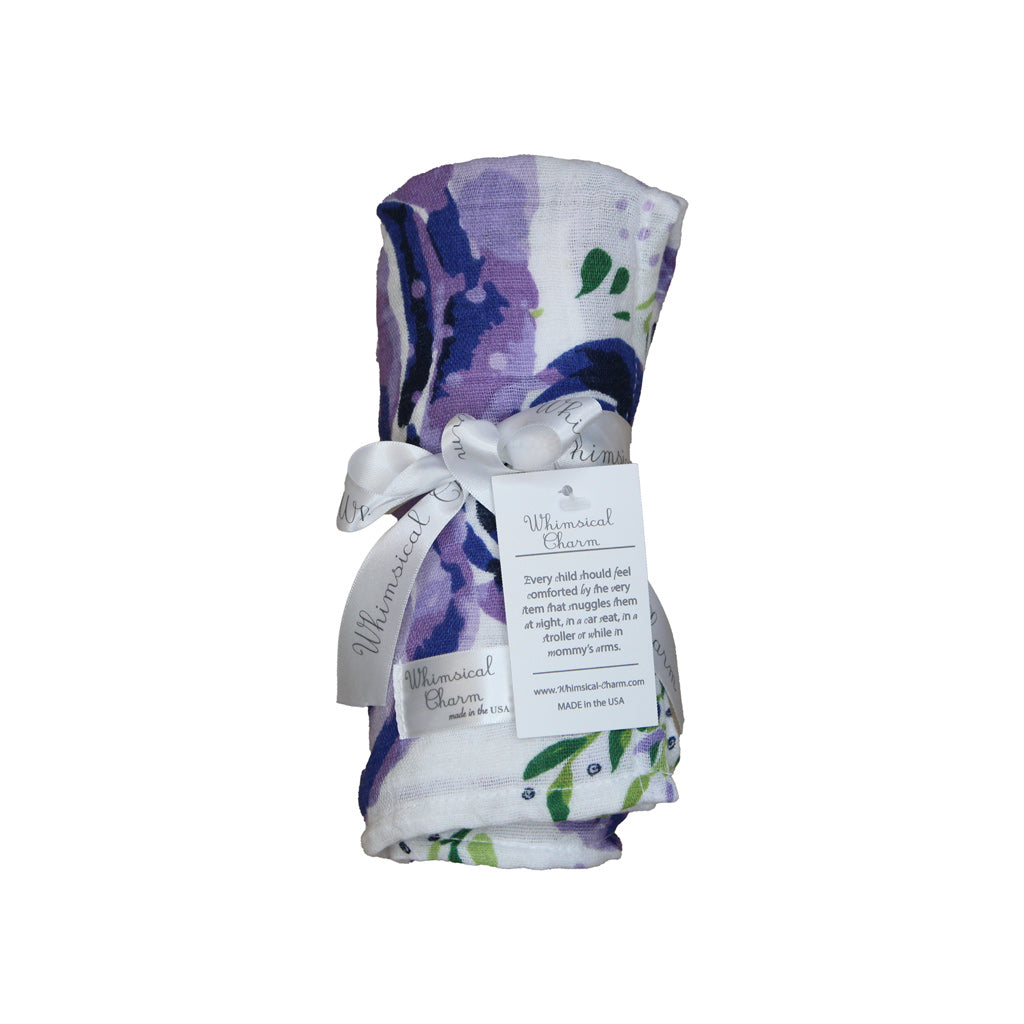 Newborn, Stroller, or Breastfeeding Swaddle Blanket in Boysenberry Print