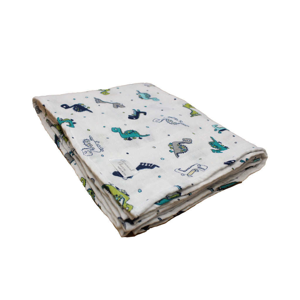 Newborn, Stroller, or Breastfeeding Swaddle Blanket in Dinosaur Print