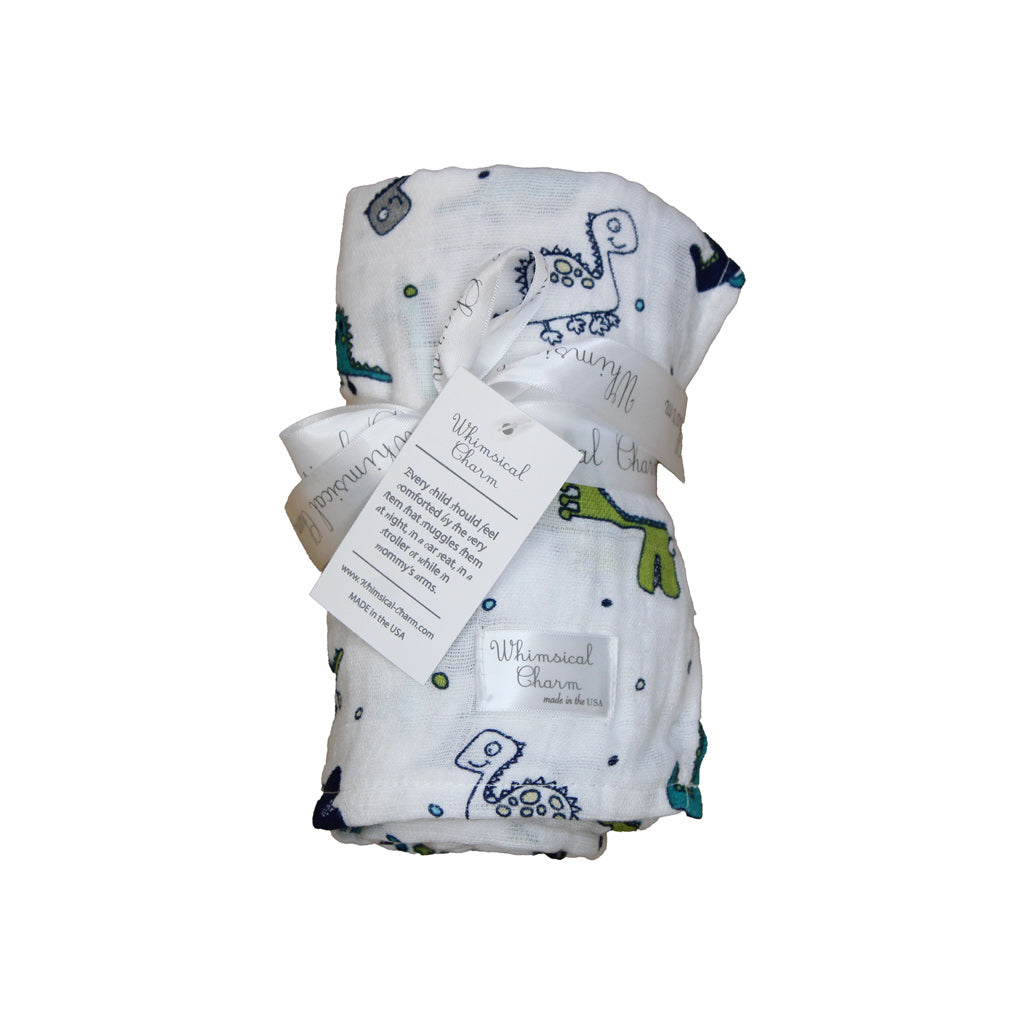 Newborn, Stroller, or Breastfeeding Swaddle Blanket in Dinosaur Print