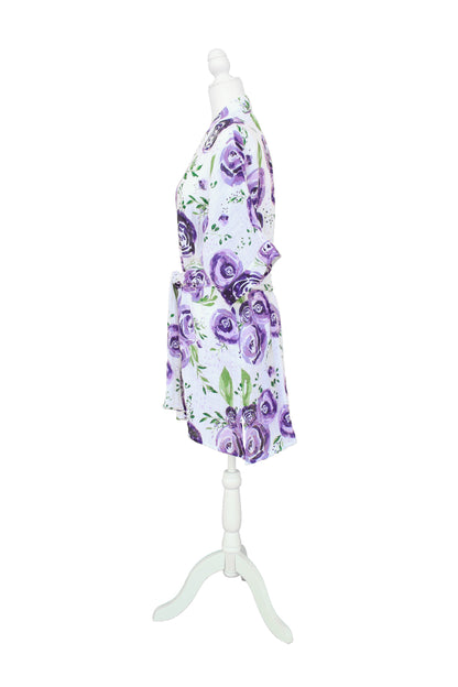 Ladies Kimono Robe in Floral Boysenberry Print