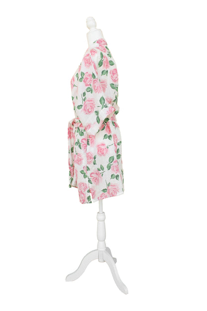 Ladies Kimono Robe in Floral Rose Print