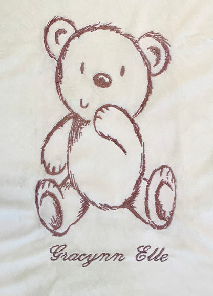 Bear Embroidered Baby Blanket