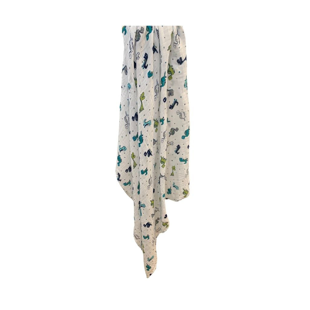 Newborn, Stroller, or Breastfeeding Swaddle Blanket in Dinosaur Print