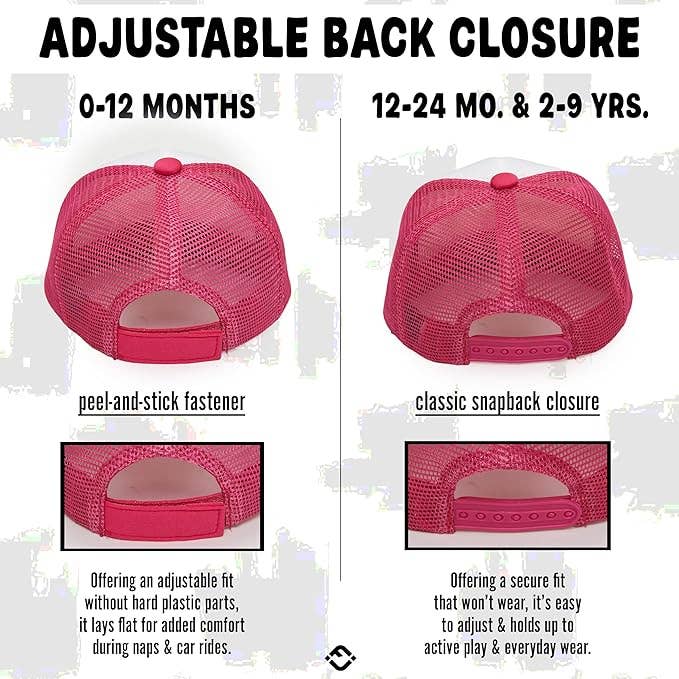 Flat Brim Trucker Hat: Rainbow (Hot Pink/White)