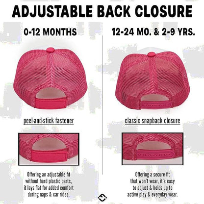 Flat Brim Trucker Hat: Rainbow (Hot Pink/White)